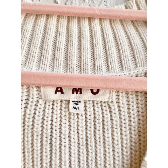 AMO Aurora Cap Sleeve V-Neck Boxy Knit Sweater Vest Natural Women's Size M / L - Picture 4 of 5